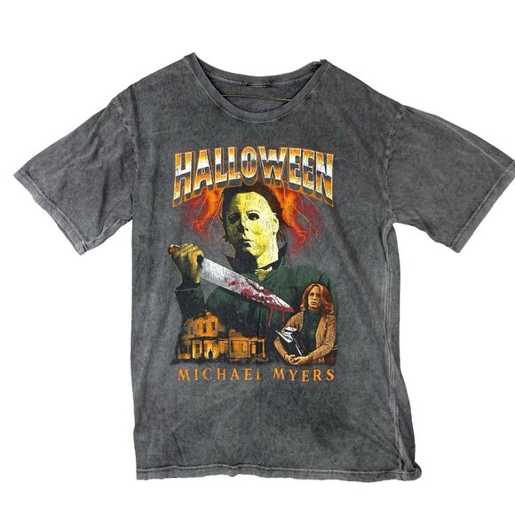 Urban Outfitters Halloween Michael Myers T-Shirt Men S Gray Distressed VTG Style - Picture 1 of 5